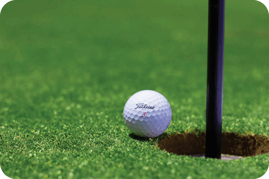 golf cart gps golf ball next to hole