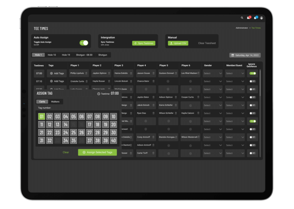 golf cart gps system auto assignment