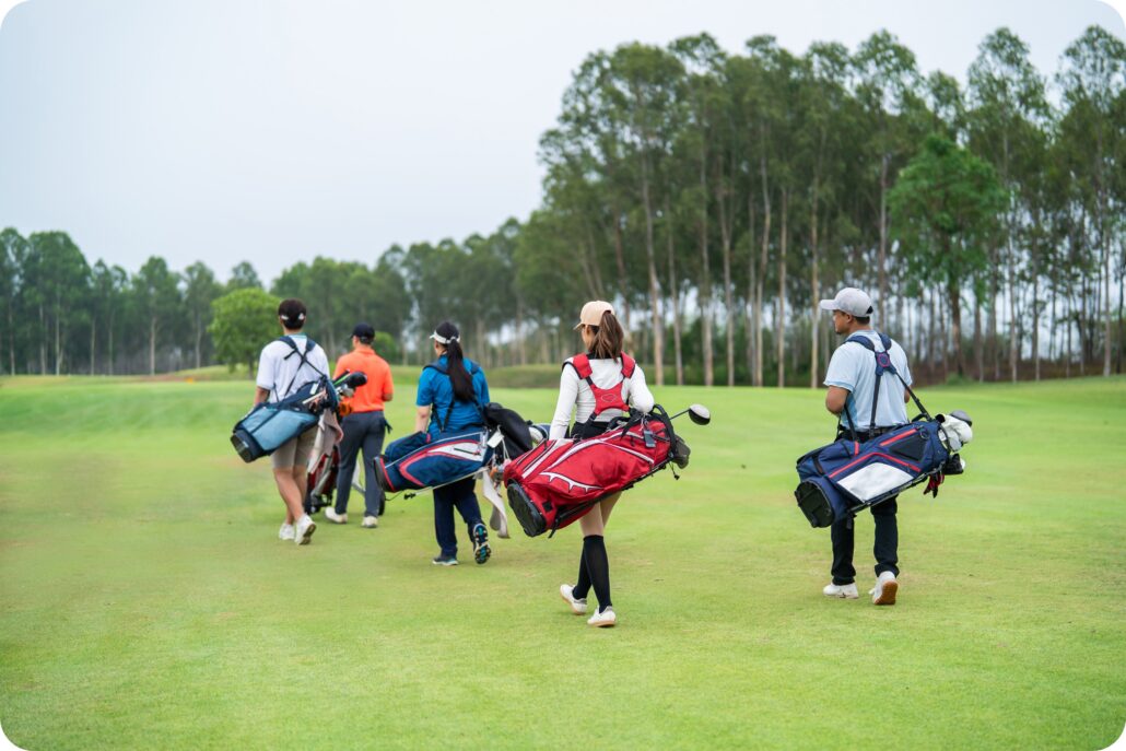 golf cart gps system golfers walking