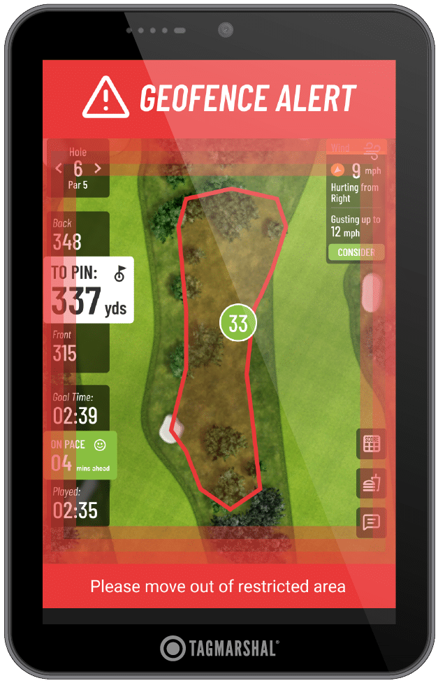golf cart gps systems geofence breach