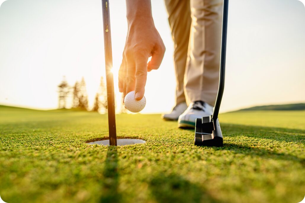 golf cart gos systems golfer collecting ball