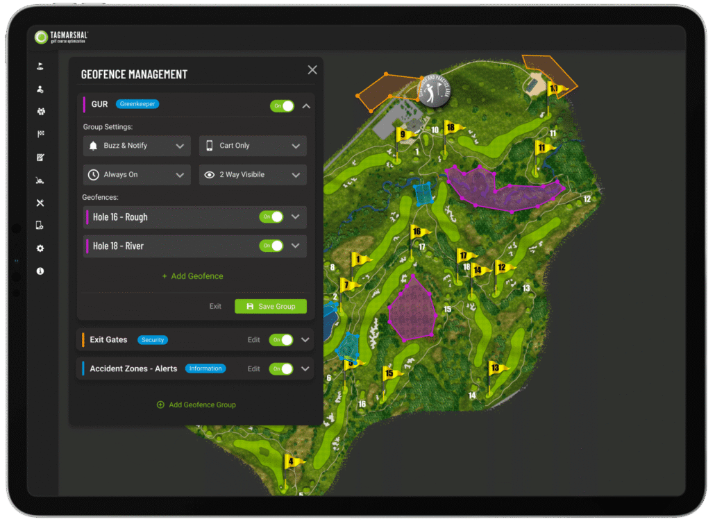 golf course gps system geofence feature